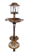 Birdbath Vintage Gold Solar Lighted Pedestal Bird Bath Garden Fountain Planter Decoration Accents