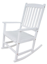 BTEXPERT Slatted Wooden Furniture Rocking Chair Garden Deck Porch Rocker, White, Indoor Outdoor