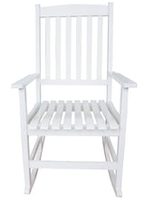 BTEXPERT Slatted Wooden Furniture Rocking Chair Garden Deck Porch Rocker, White, Indoor Outdoor