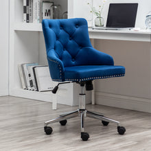 Adjustable Velvet Navy Blue Tufted Leisure Chrome Nail Head Trim Upholstery Home Office Chair