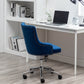 BTExpert Adjustable Velvet Navy Blue Tufted Leisure Chrome Nail Head Trim Upholstery Home Office Chair