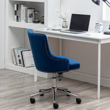 Adjustable Velvet Navy Blue Tufted Leisure Chrome Nail Head Trim Upholstery Home Office Chair