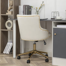 Adjustable PU Leather White Tufted Leisure Chrome Nail Head Trim Upholstery Home Office Chair