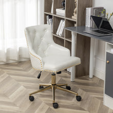 Adjustable PU Leather White Tufted Leisure Chrome Nail Head Trim Upholstery Home Office Chair