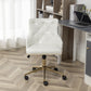 BTExpert Adjustable PU Leather White Tufted Leisure Chrome Nail Head Trim Upholstery Home Office Chair