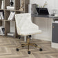 BTExpert Adjustable PU Leather White Tufted Leisure Chrome Nail Head Trim Upholstery Home Office Chair