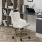 BTExpert Adjustable PU Leather White Tufted Leisure Chrome Nail Head Trim Upholstery Home Office Chair