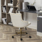 BTExpert Adjustable PU Leather White Tufted Leisure Chrome Nail Head Trim Upholstery Home Office Chair
