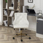 BTExpert Adjustable PU Leather White Tufted Leisure Chrome Nail Head Trim Upholstery Home Office Chair