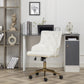 BTExpert Adjustable PU Leather White Tufted Leisure Chrome Nail Head Trim Upholstery Home Office Chair