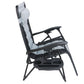 BTExpert Oversized Padded Zero Gravity Recliner, Folding Lounge Chair, Outdoor Patio, Gray, with Utility Tray & Cup Holder