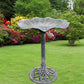 BTExpert Stone Grey Lily Leaf Pedestal Outdoor Garden Floral Bird Bath Decoration Accent