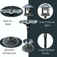 BTExpert Birdbath Vintage Grey Solar Lighted Bath Garden Fountain Decoration Accents