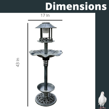 Birdbath Vintage Grey Solar Lighted Pedestal Bird Bath Garden  Fountain Planter Decoration Accents