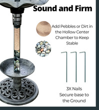 Birdbath Vintage Grey Solar Lighted Pedestal Bird Bath Garden  Fountain Planter Decoration Accents