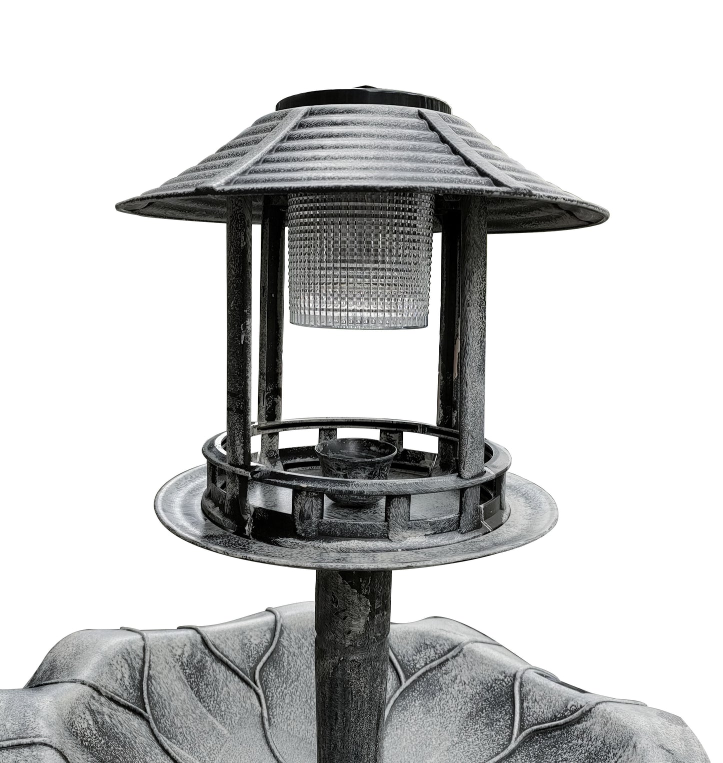 BTExpert Birdbath Vintage Grey Solar Lighted Bath Garden Fountain Decoration Accents