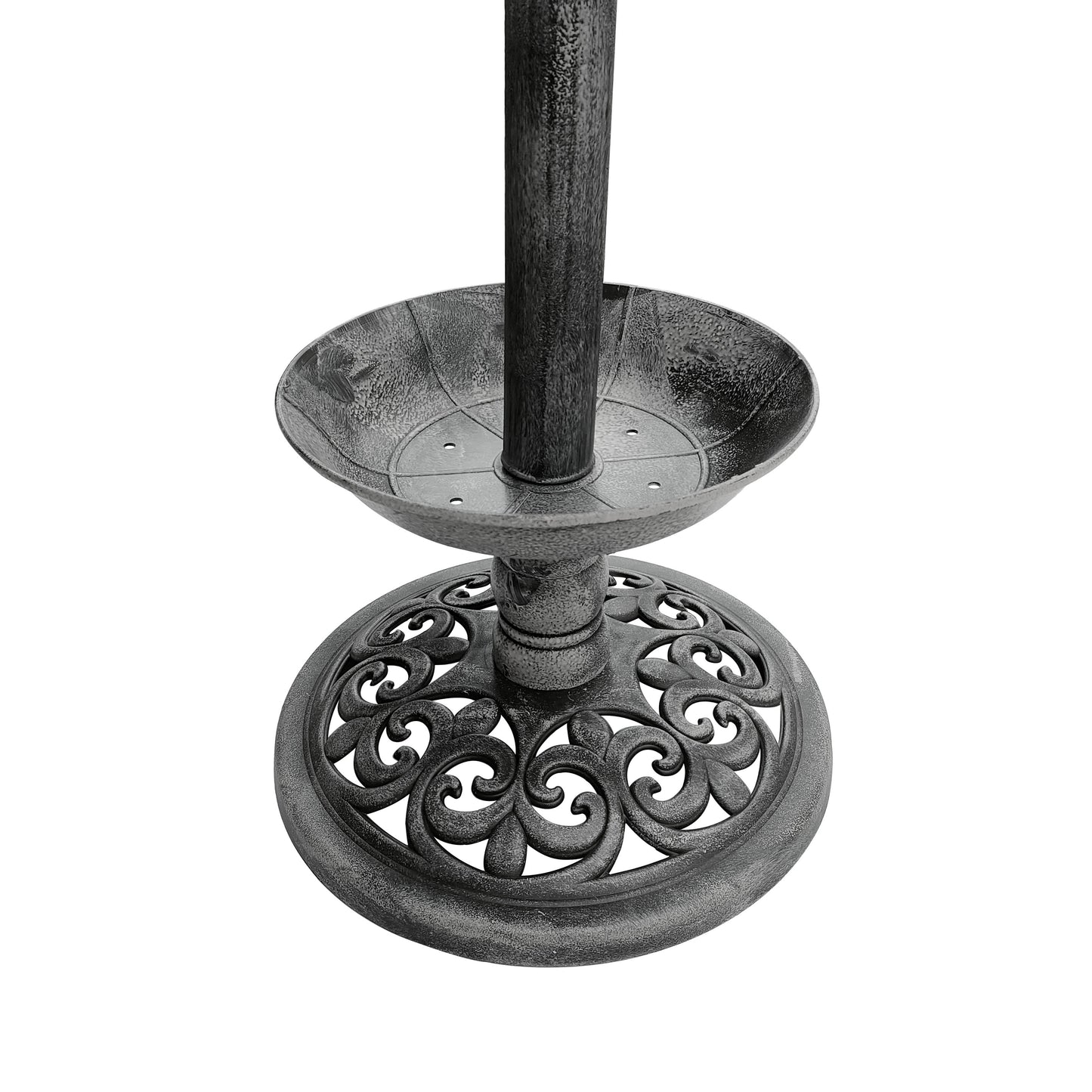 BTExpert Birdbath Vintage Grey Solar Lighted Bath Garden Fountain Decoration Accents
