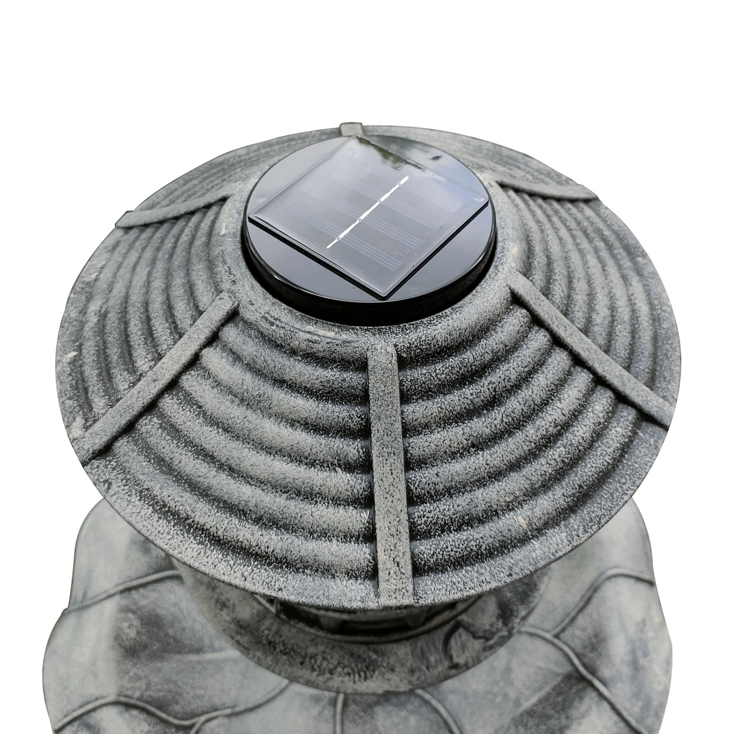BTExpert Birdbath Vintage Grey Solar Lighted Bath Garden Fountain Decoration Accents