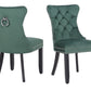 BTExpert Green High Back Velvet Tufted Upholstered Dining Chairs, Solid Wood, Nail Trim, Ring Accent - Set of 2