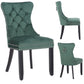 BTExpert Green High Back Velvet Tufted Upholstery, Wood Accent Nail Trim Ring Leisure Dining Chair