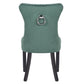 BTExpert Green High Back Velvet Tufted Upholstered Dining Chairs, Solid Wood, Nail Trim, Ring Accent - Set of 2