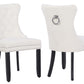 BTExpert White High Back Velvet Tufted Upholstered Dining Chairs, Solid Wood, Nail Trim, Ring Accent - Set of 2