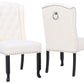 BTExpert White Velvet High Back Tufted Upholstered Solid Wood Nail Trim Ring Dining Chair