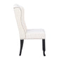 BTExpert White Velvet High Back Tufted Upholstered Solid Wood Nail Trim Ring Dining Chair