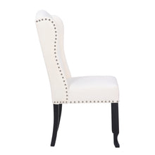 BTExpert White Velvet High Back Tufted Upholstered Solid Wood Nail Trim Ring Dining Chair