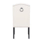BTExpert White Velvet High Back Tufted Upholstered Solid Wood Nail Trim Ring Dining Chair