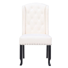 BTExpert White Velvet High Back Tufted Upholstered Solid Wood Nail Trim Ring Dining Chair