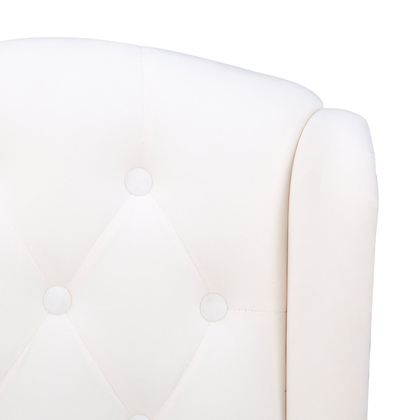 BTExpert White Velvet High Back Tufted Upholstered Solid Wood Nail Trim Ring Dining Chair