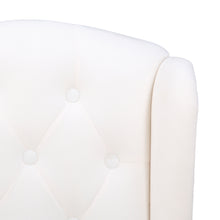 BTExpert White Velvet High Back Tufted Upholstered Solid Wood Nail Trim Ring Dining Chair