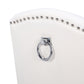 BTExpert White Velvet High Back Tufted Upholstered Solid Wood Nail Trim Ring Dining Chair