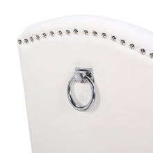 BTExpert White Velvet High Back Tufted Upholstered Solid Wood Nail Trim Ring Dining Chair