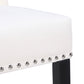 BTExpert White Velvet High Back Tufted Upholstered Solid Wood Nail Trim Ring Dining Chair