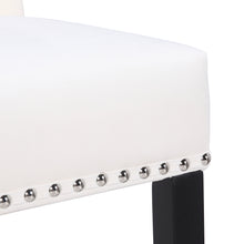 BTExpert White Velvet High Back Tufted Upholstered Solid Wood Nail Trim Ring Dining Chair