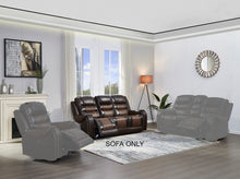 BTExpert Power Motion Recliner 3 Seater Sofa USB Upholstered Two Tone Brown Top Grain Leather Reclining Sofa