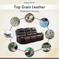 BTExpert Power Motion 3-Seater Recliner Sofa, USB, Two-Tone Brown Top Grain Leather