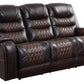BTExpert Power Motion 3-Seater Recliner Sofa, USB, Two-Tone Brown Top Grain Leather