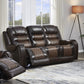 BTExpert Power Motion 3-Seater Recliner Sofa, USB, Two-Tone Brown Top Grain Leather