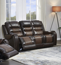 BTExpert Power Motion Recliner 3 Seater Sofa USB Upholstered Two Tone Brown Top Grain Leather Reclining Sofa