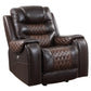 BTExpert Power Motion Recliner Chair with USB, Electric Recliner, Two-Tone Brown Top Grain Leather