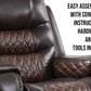 BTExpert Power Motion Recliner Chair with USB, Electric Recliner, Two-Tone Brown Top Grain Leather