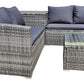 BTExpert 4-Piece Outdoor Sectional Sofa Set, Rattan Patio Storage Table & Cushions, Poolside Wicker Furniture, Summer Grey