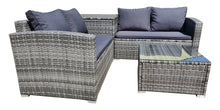 4 Piece Outdoor Sectional Sofa Set, Rattan Patio Storage End Table Deck Yard Garden Poolside Wicker Furniture Couch Table & Cushions Side Summer Grey