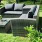 BTExpert 4-Piece Outdoor Sectional Sofa Set, Rattan Patio Storage Table & Cushions, Poolside Wicker Furniture, Summer Grey