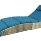 BTExpert Chaise Lounge Pool Cushioned Wicker Patio Rattan Reclining Sun Lounger, Navy Blue, Fully Assembled