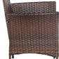 Outdoor 3-Piece Conversation Set (Aqua/Dark Brown) PE Rattan Patio Wicker Chairs with Tempered Glass Table