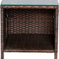 Outdoor 3-Piece Conversation Set (Aqua/Dark Brown) PE Rattan Patio Wicker Chairs with Tempered Glass Table